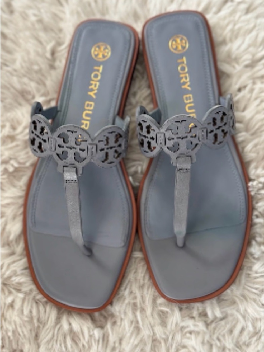 Tory Burch Light Miller Logo Thong Sandals cloud blue